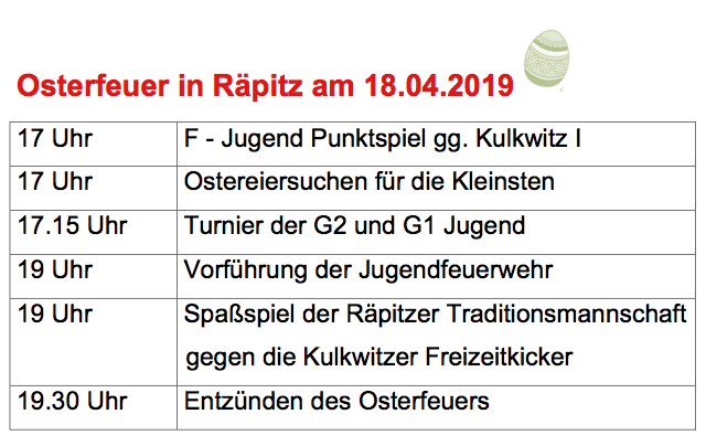 Osterfeuer Terminplan